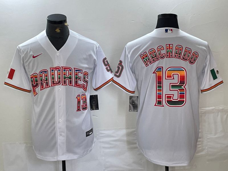 Men San Diego Padres 13 Machado White Nike 2024 Game MLB Jersey style 1